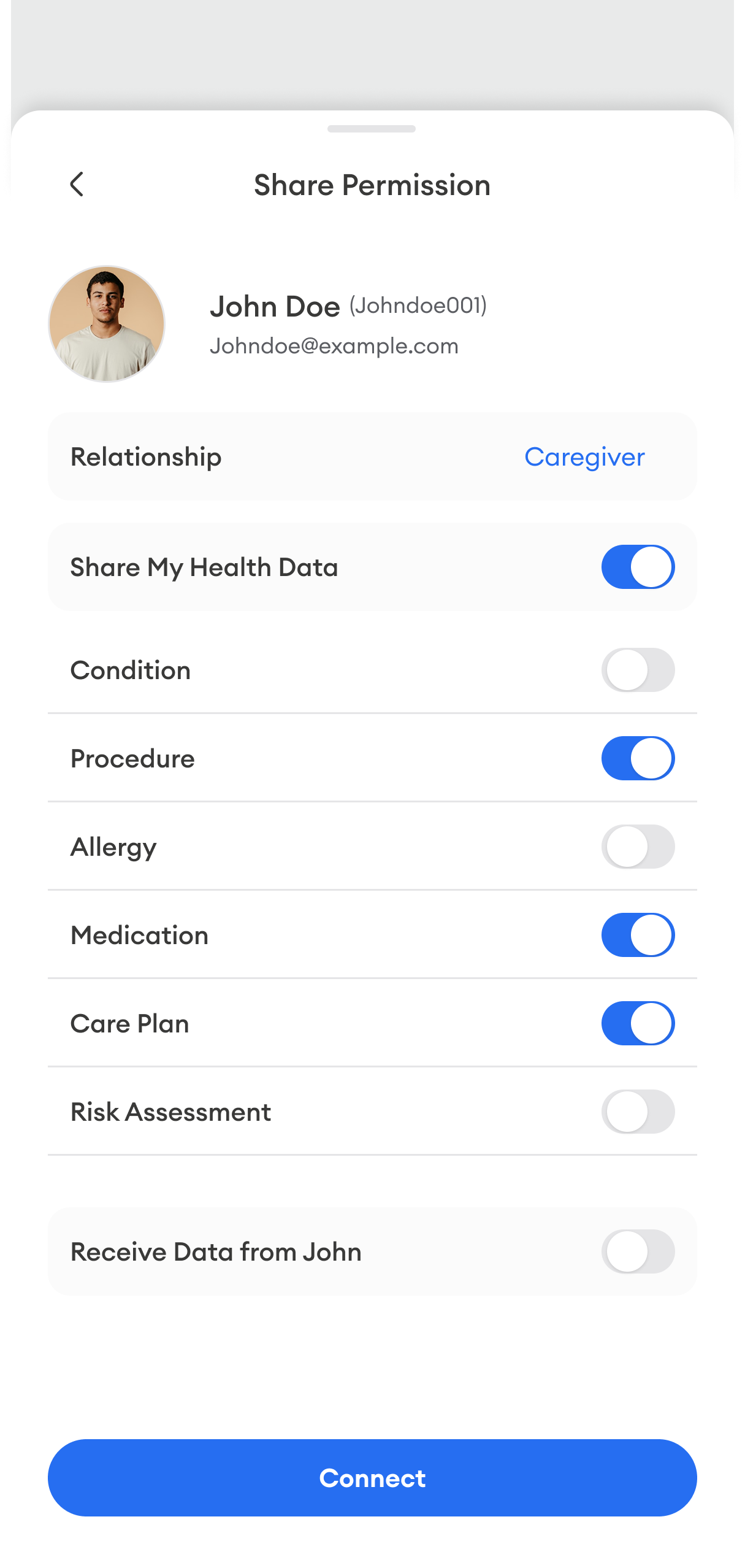 Share Permission - Granular privacy controls for caregivers